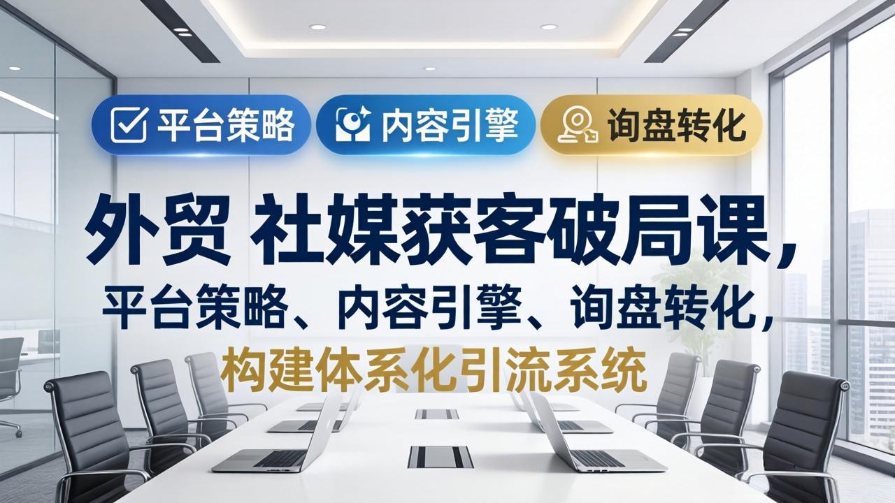 外贸 社媒获客破局课，平台策略、内容引擎、询盘转化，构建体系化引流系统(更新26年3月-云学当下