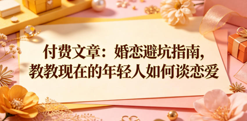 付费文章：婚恋避坑指南，教教现在的年轻人如何谈恋爱云学当下-创业资源网-知予轻创网-资源整合-互联网创业课程云学当下