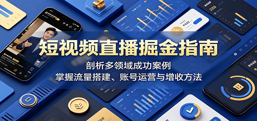 短视频直播掘金指南：剖析多领域成功案例，掌握流量搭建、账号运营与增收方法云学当下-创业资源网-知予轻创网-资源整合-互联网创业课程云学当下