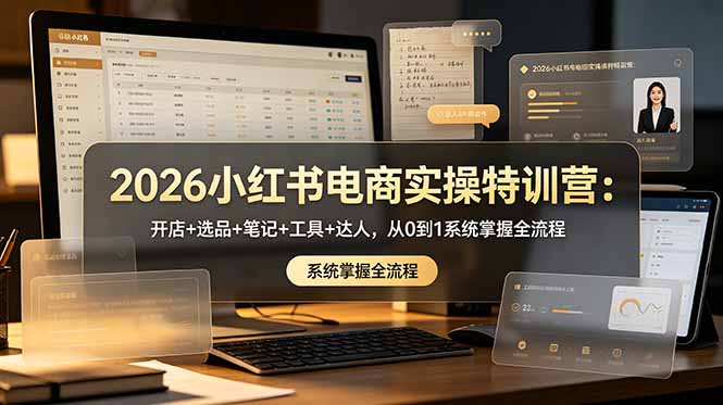 2026小红书电商实操特训营:开店+选品+笔记+工具+达人,从0到1系统掌握全流程云学当下-创业资源网-知予轻创网-资源整合-互联网创业课程云学当下