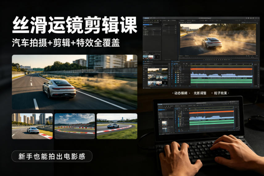 大叔丝滑运镜剪辑课,汽车拍摄+剪辑+特效全覆盖,新手也能拍出电影感云学当下-创业资源网-知予轻创网-资源整合-互联网创业课程云学当下