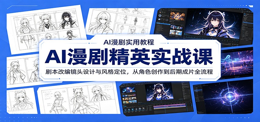 AI漫剧精英实战课：剧本改编镜头设计与风格定位，从角色创作到后期成片全流程云学当下-创业资源网-知予轻创网-资源整合-互联网创业课程云学当下