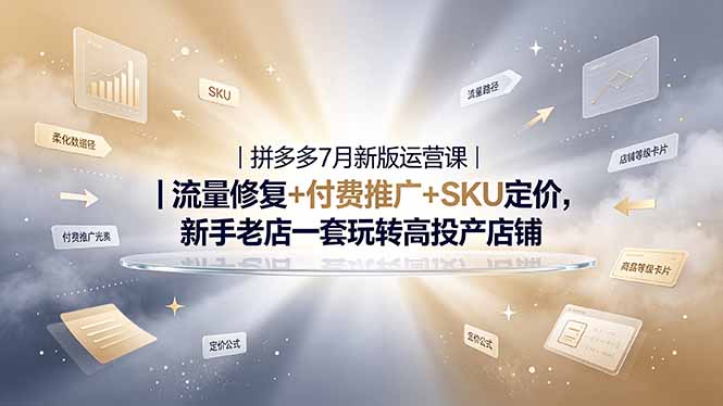 2026拼多多掘金运营私教大课-7月，流量推广定价申诉全覆盖，一套打法稳定店铺长期出单云学当下-创业资源网-知予轻创网-资源整合-互联网创业课程云学当下