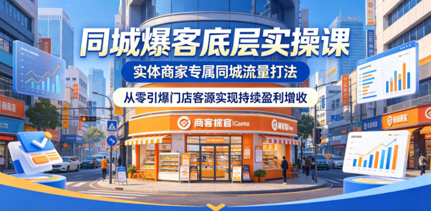 同城爆客底层实操课，实体商家专属同城流量打法，从零引爆门店客源实现持续盈利增收云学当下-创业资源网-知予轻创网-资源整合-互联网创业课程云学当下