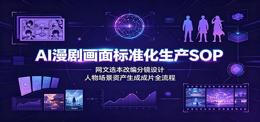 AI漫剧画面标准化生产SOP:网文选本改编分镜设计,人物场景资产生成成片全流程云学当下-创业资源网-知予轻创网-资源整合-互联网创业课程云学当下