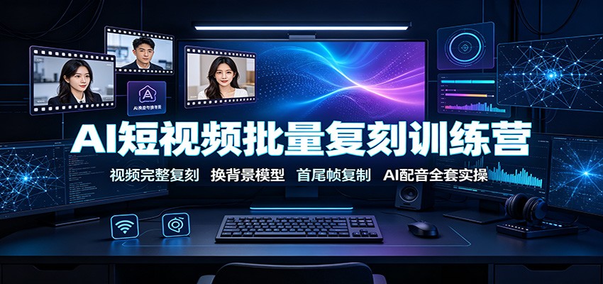 AI短视频批量复刻训练营:视频完整复刻,换背景模型、首尾帧复制、AI配音全套实操云学当下-创业资源网-知予轻创网-资源整合-互联网创业课程云学当下