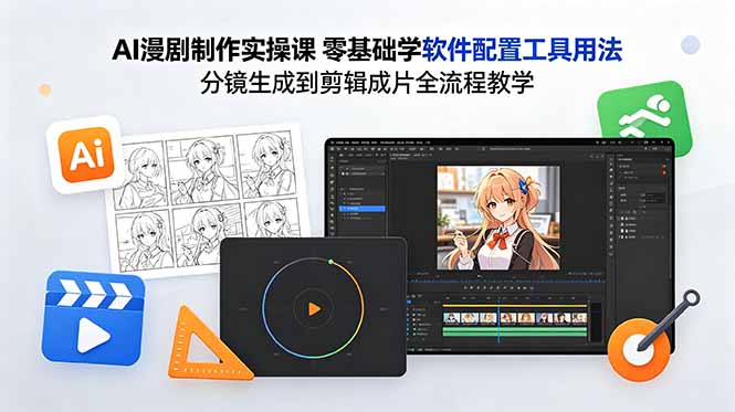 AI漫剧制作实操课 零基础学软件配置工具用法 分镜生成到剪辑成片全流程教学云学当下-创业资源网-知予轻创网-资源整合-互联网创业课程云学当下