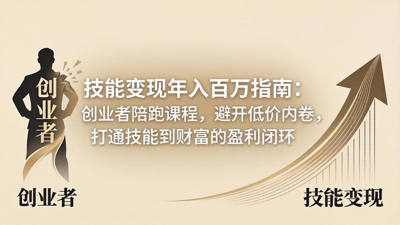 技能变现年入百万指南：创业者陪跑课程，避开低价内卷，打通技能到财富的盈利闭环云学当下-创业资源网-知予轻创网-资源整合-互联网创业课程云学当下