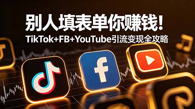 别人填表单你赚钱！TikTok+FB+YouTube 引流变现全攻略【原创双语字幕】云学当下-创业资源网-知予轻创网-资源整合-互联网创业课程云学当下