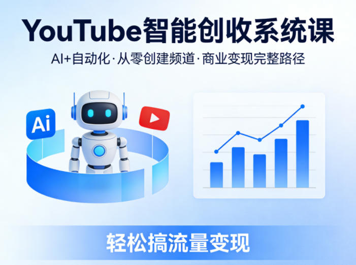 YouTube智能创收系统课，AI+自动化，从零创建YouTube频道并实现商业变现的完整路径，轻松搞流量变现-云学当下