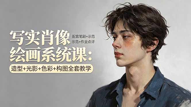 写实肖像绘画系统课:造型+光影+色彩+构图全套教学,配套笔刷+示范+作业点评云学当下-创业资源网-知予轻创网-资源整合-互联网创业课程云学当下