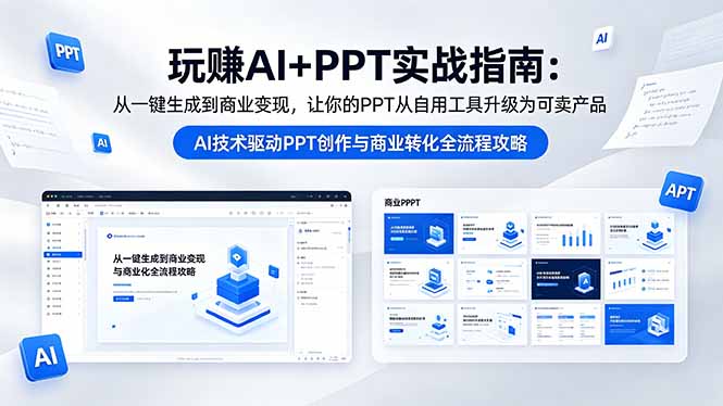 玩赚AI+PPT实战指南-更新5月13:从一键生成到商业变现,让你的PPT从自用工具升级为可卖产品云学当下-创业资源网-知予轻创网-资源整合-互联网创业课程云学当下