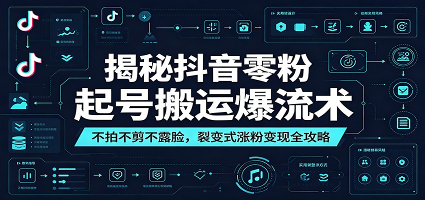 揭秘抖音零粉起号搬运爆流术:不拍不剪不露脸,裂变式涨粉变现全攻略云学当下-创业资源网-知予轻创网-资源整合-互联网创业课程云学当下