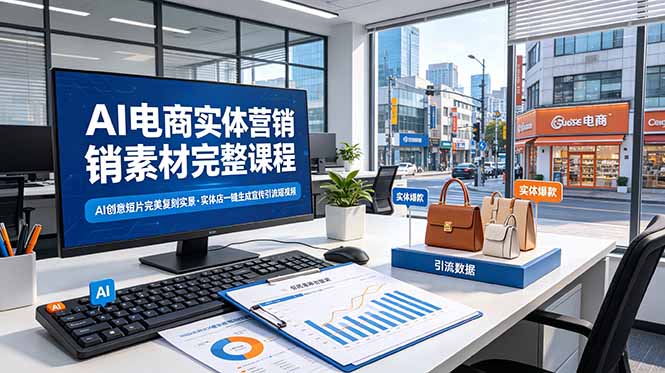 AI电商实体营销素材完整课程，AI创意短片完美复刻实景，实体店一键生成宣传引流短视频云学当下-创业资源网-知予轻创网-资源整合-互联网创业课程云学当下