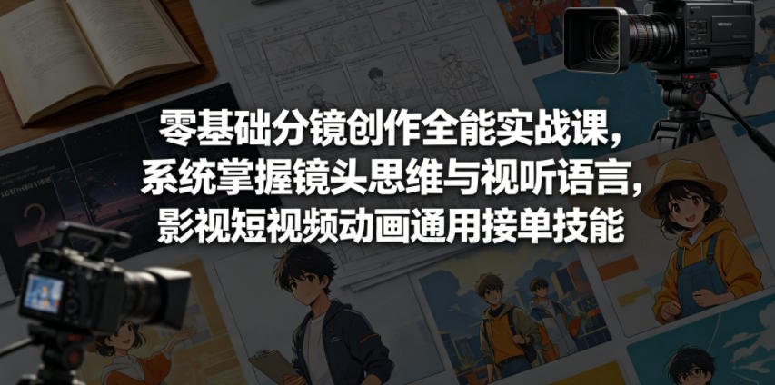 零基础分镜创作全能实战课，系统掌握镜头思维与视听语言，影视短视频动画通用接单技能云学当下-创业资源网-知予轻创网-资源整合-互联网创业课程云学当下