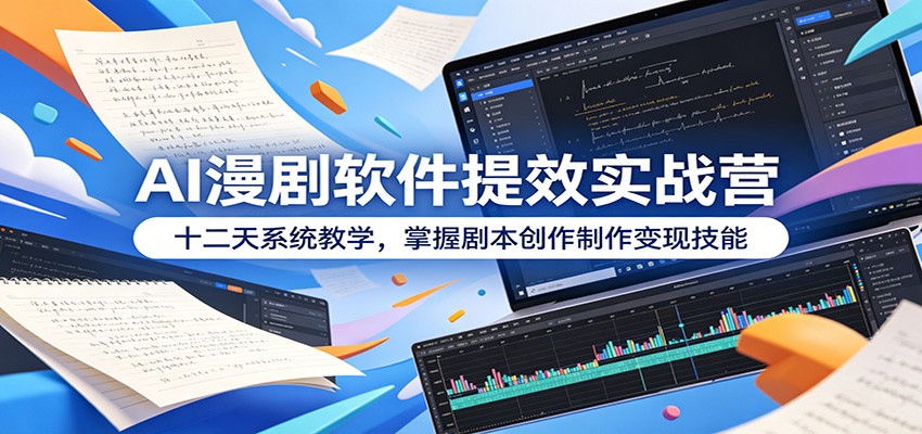 AI漫剧软件提效实战营：十二天系统教学，掌握剧本创作制作变现技能云学当下-创业资源网-知予轻创网-资源整合-互联网创业课程云学当下