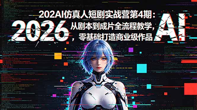2026AI仿真人短剧实战营第4期：从剧本到成片全流程教学，零基础打造商业级作品云学当下-创业资源网-知予轻创网-资源整合-互联网创业课程云学当下
