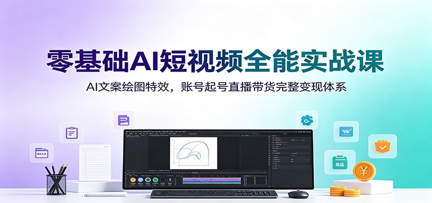 零基础AI短视频全能实战课:AI文案绘图特效,账号起号直播带货完整变现体系云学当下-创业资源网-知予轻创网-资源整合-互联网创业课程云学当下