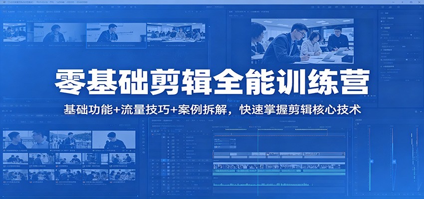 零基础剪辑全能训练营：基础功能+流量技巧+案例拆解，快速掌握剪辑核心技术云学当下-创业资源网-知予轻创网-资源整合-互联网创业课程云学当下