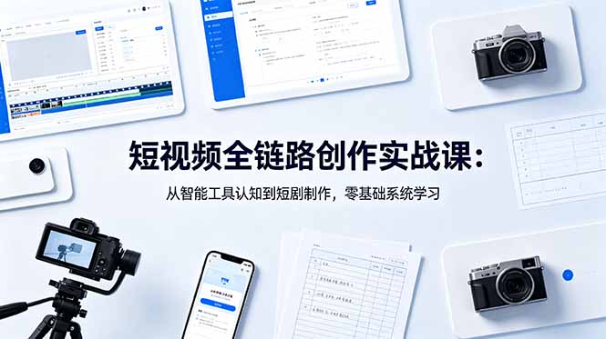 短视频全链路创作实战课：从智能工具认知到短剧制作，零基础系统学习云学当下-创业资源网-知予轻创网-资源整合-互联网创业课程云学当下