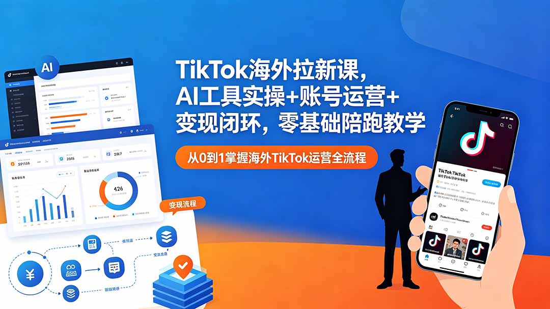 TikTok海外拉新课,AI工具实操+账号运营+变现闭环,零基础陪跑教学云学当下-创业资源网-知予轻创网-资源整合-互联网创业课程云学当下