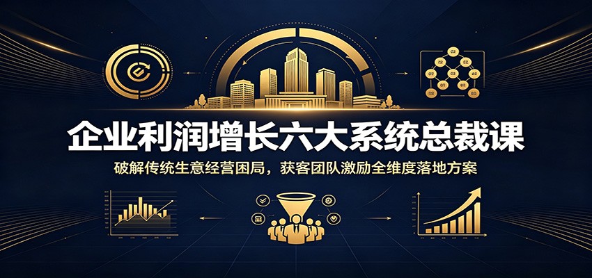 企业利润增长六大系统总裁课:破解传统生意经营困局,获客团队激励全维度落地方案云学当下-创业资源网-知予轻创网-资源整合-互联网创业课程云学当下
