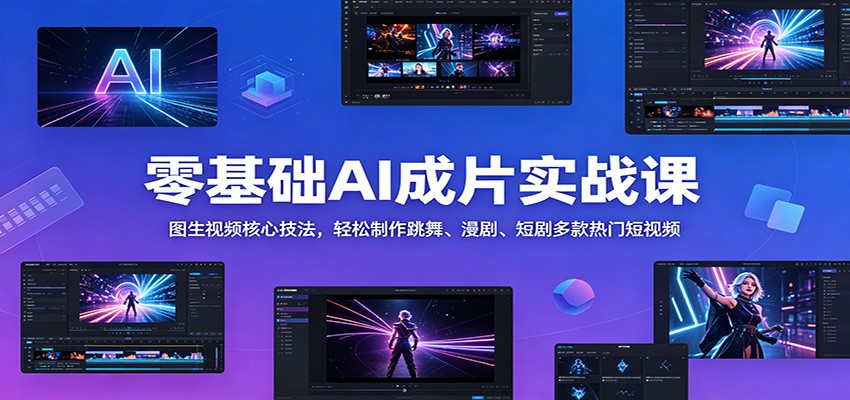 零基础AI成片实战课：图生视频核心技法，轻松制作跳舞、漫剧、短剧多款热门短视频云学当下-创业资源网-知予轻创网-资源整合-互联网创业课程云学当下