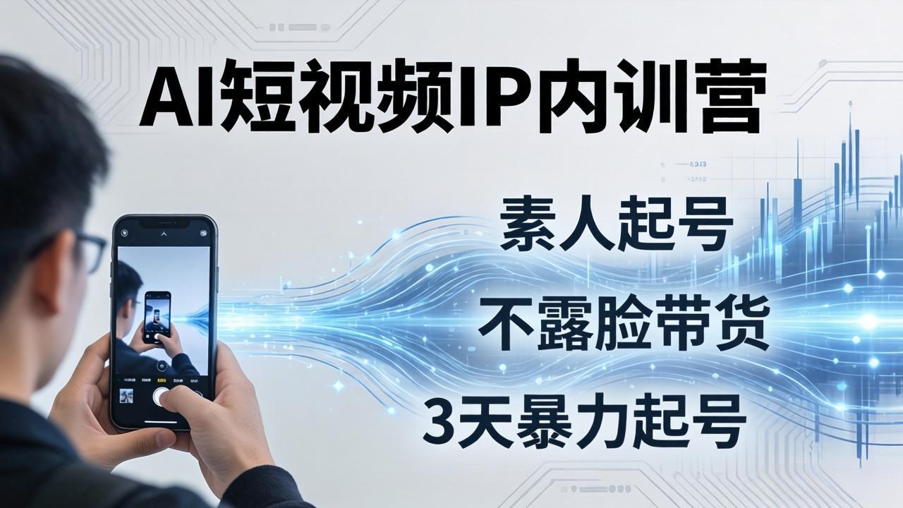2026AI短视频IP内训营：从素人起号到不露脸带货，3天暴力起号全流程拆解-云学当下