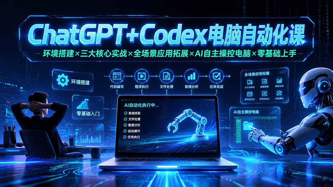 ChatGPT+Codex电脑自动化课：环境搭建×三大核心实战×全场景应用拓展×AI自主操控电脑×零基础上手云学当下-创业资源网-知予轻创网-资源整合-互联网创业课程云学当下