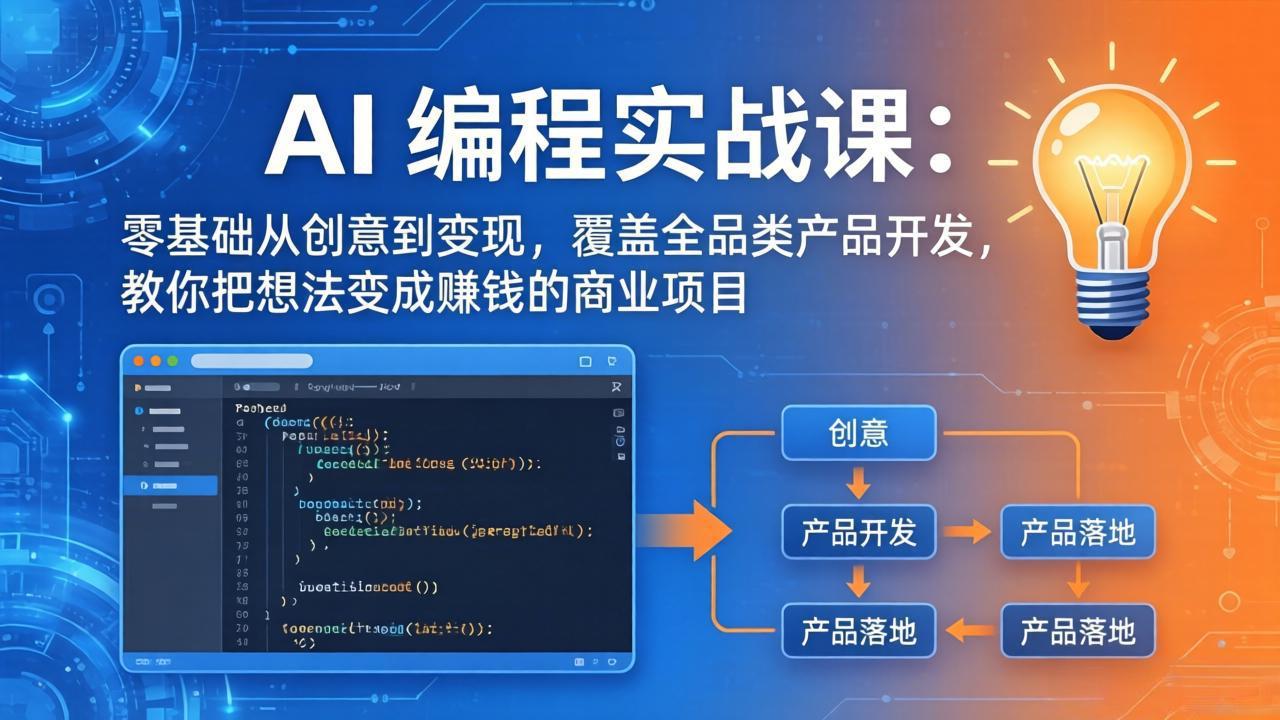 AI编程实战课-第三期-5月更新：零基础从创意到变现，覆盖全品类产品开发，把想法变成赚钱项目云学当下-创业资源网-知予轻创网-资源整合-互联网创业课程云学当下