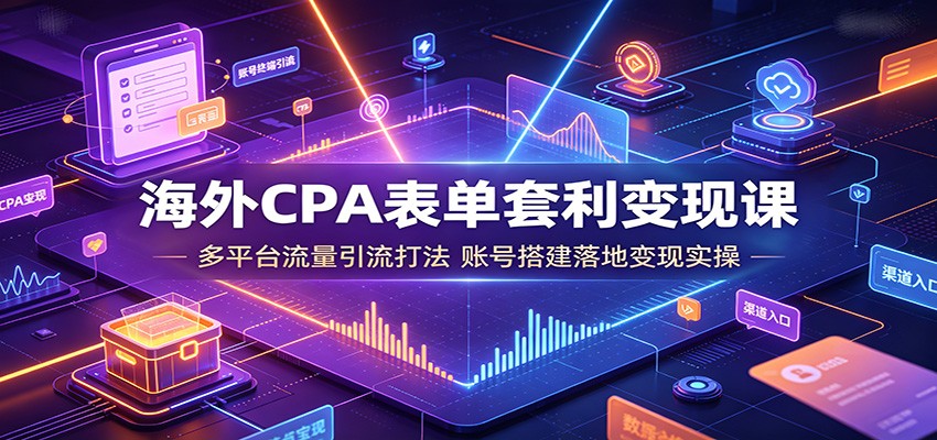 海外CPA表单套利变现课:多平台流量引流打法,账号搭建落地变现实操云学当下-创业资源网-知予轻创网-资源整合-互联网创业课程云学当下