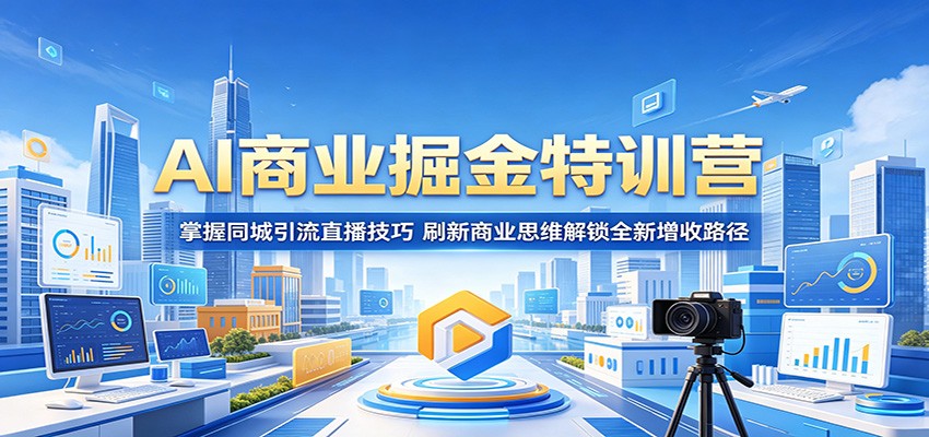 AI商业掘金特训营：掌握同城引流直播技巧，刷新商业思维解锁全新增收路径云学当下-创业资源网-知予轻创网-资源整合-互联网创业课程云学当下