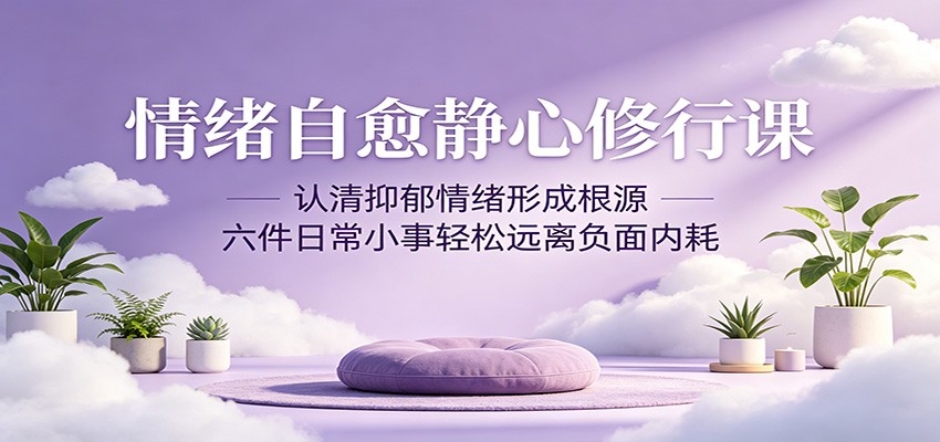情绪自愈静心修行课：认清抑郁情绪形成根源，六件日常小事轻松远离负面内耗云学当下-创业资源网-知予轻创网-资源整合-互联网创业课程云学当下