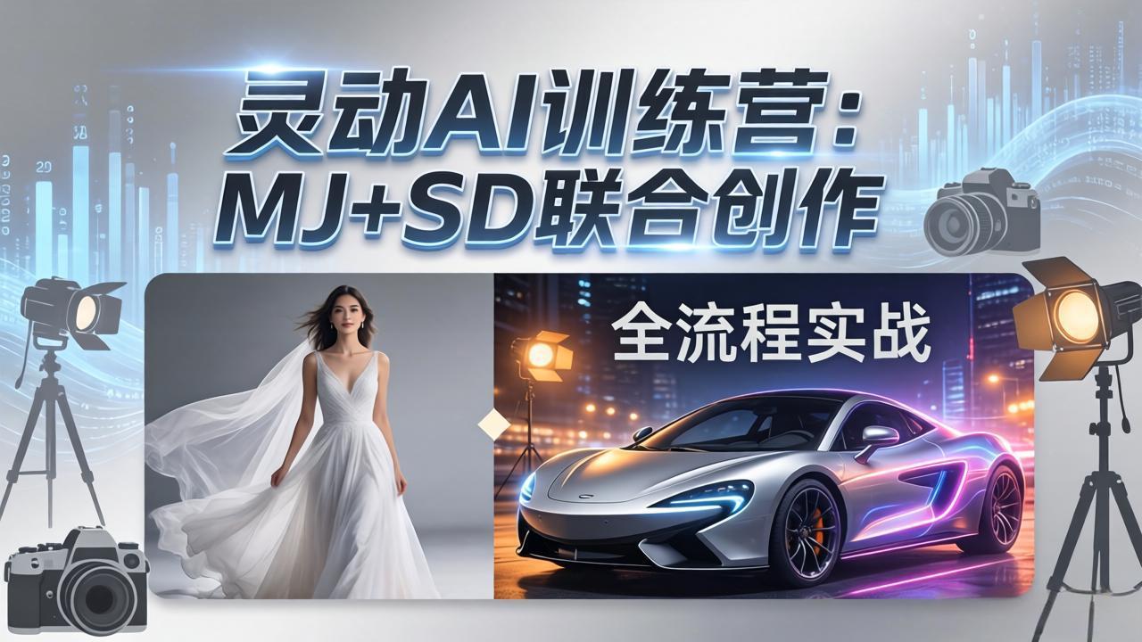 灵动AI训练营-3.0课程：MJ+SD联合创作，从婚纱大片到汽车广告，摄影后期全流程实战-云学当下