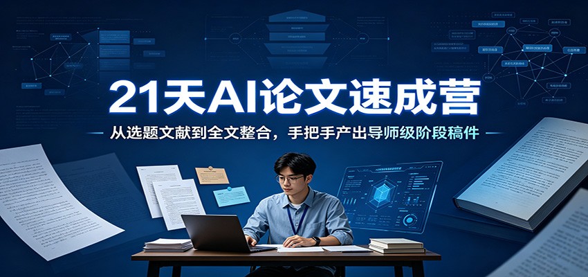 21天AI论文速成营：从选题文献到全文整合，手把手产出导师级阶段稿件云学当下-创业资源网-知予轻创网-资源整合-互联网创业课程云学当下