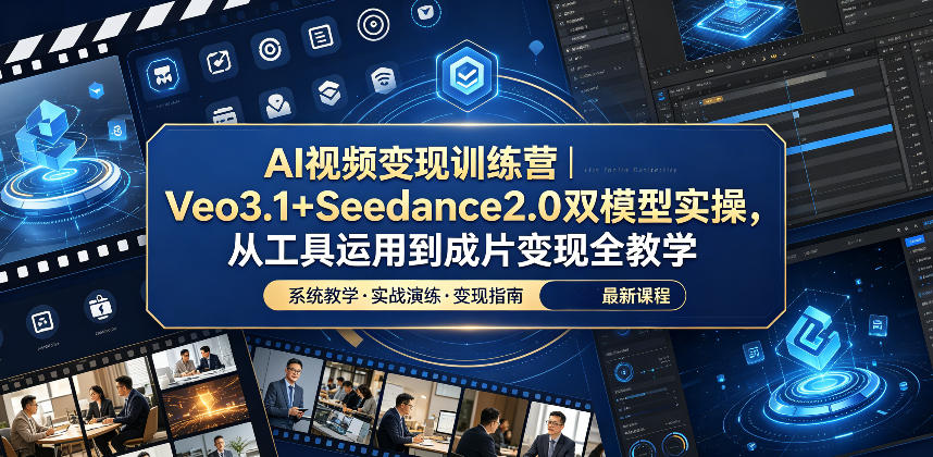 AI视频变现训练营｜Veo3.1+Seedance2.0双模型实操，从工具运用到成片变现全教学云学当下-创业资源网-知予轻创网-资源整合-互联网创业课程云学当下