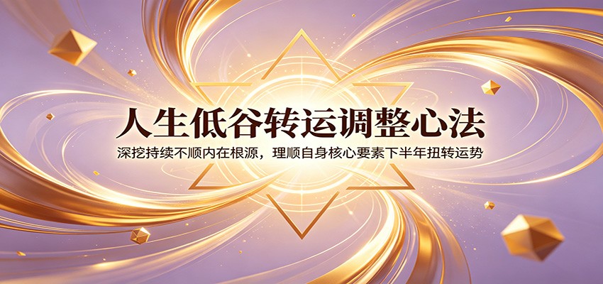 人生低谷转运调整心法：深挖持续不顺内在根源，理顺自身核心要素下半年扭转运势云学当下-创业资源网-知予轻创网-资源整合-互联网创业课程云学当下