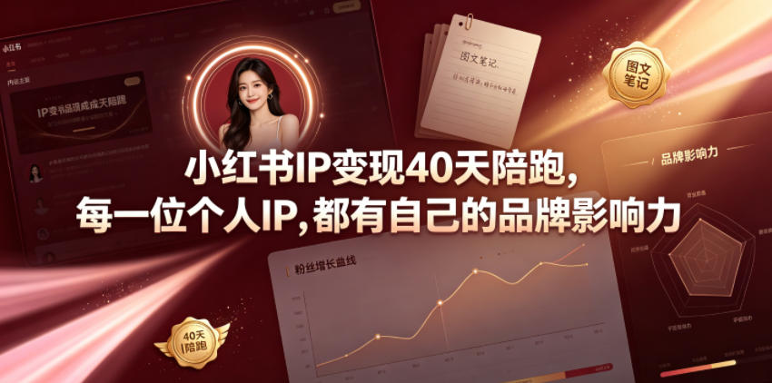 小红书IP变现40天陪跑，每一位个人IP，都有自己的品牌影响力云学当下-创业资源网-知予轻创网-资源整合-互联网创业课程云学当下