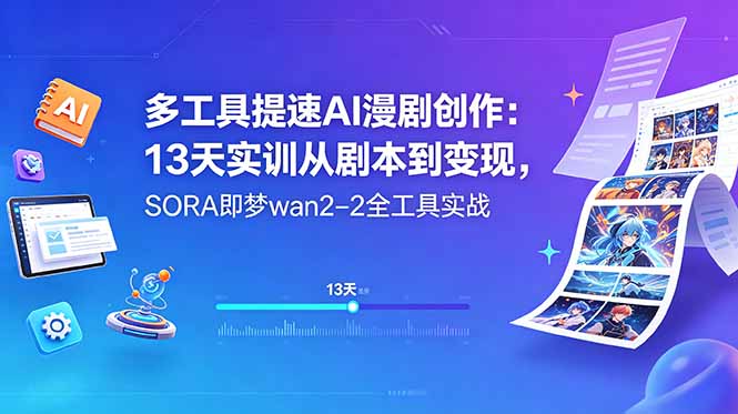 多工具提速AI漫剧创作：13天实训从剧本到变现，SORA即梦wan2-2全工具实战云学当下-创业资源网-知予轻创网-资源整合-互联网创业课程云学当下