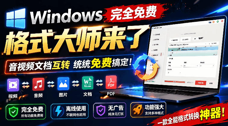Windows完全免费格式大师来了，音视频文档互转统统免费搞定！免费无广，离线使用格式大师云学当下-创业资源网-知予轻创网-资源整合-互联网创业课程云学当下