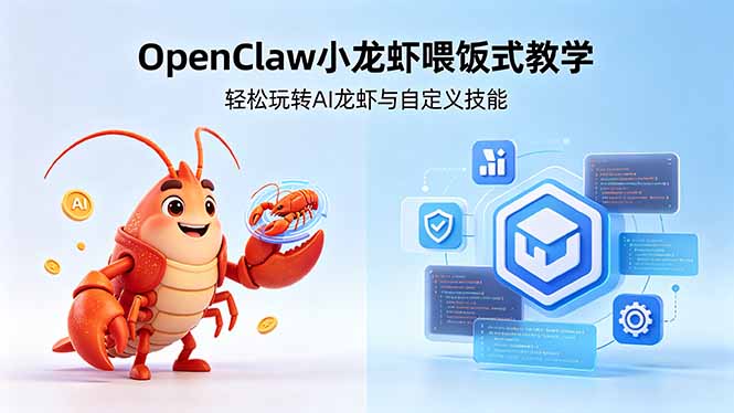 不用懂技术！OpenClaw小龙虾喂饭式教学，轻松玩转AI龙虾与自定义技能云学当下-创业资源网-知予轻创网-资源整合-互联网创业课程云学当下