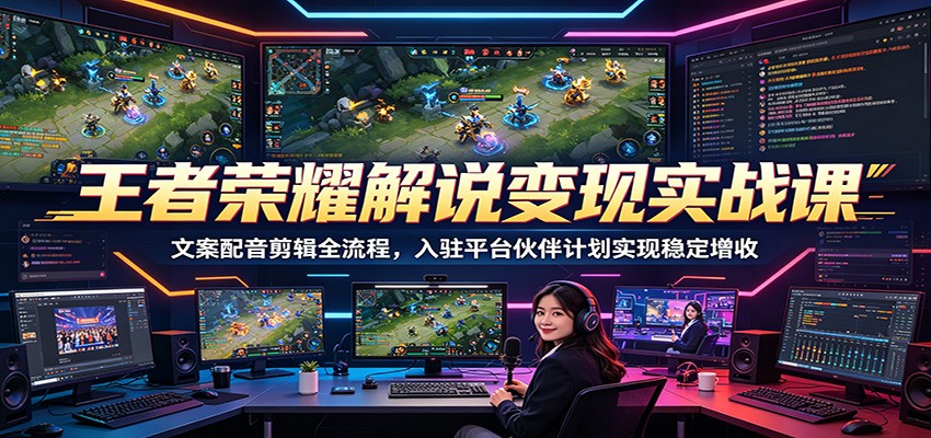 王者荣耀解说变现实战课:文案配音剪辑全流程,入驻平台伙伴计划实现稳定增收云学当下-创业资源网-知予轻创网-资源整合-互联网创业课程云学当下