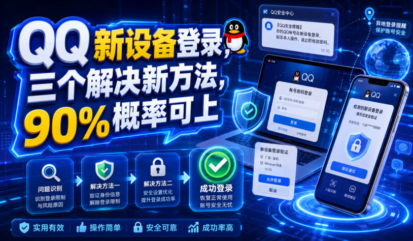 QQ新设备登录，三个解决新方法，90%概率可上云学当下-创业资源网-知予轻创网-资源整合-互联网创业课程云学当下