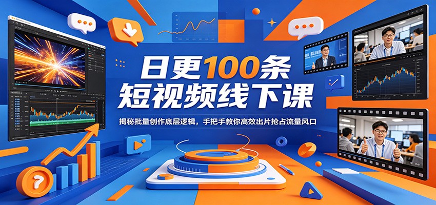 日更100条短视频线下课：揭秘批量创作底层逻辑，手把手教你高效出片抢占流量风口云学当下-创业资源网-知予轻创网-资源整合-互联网创业课程云学当下