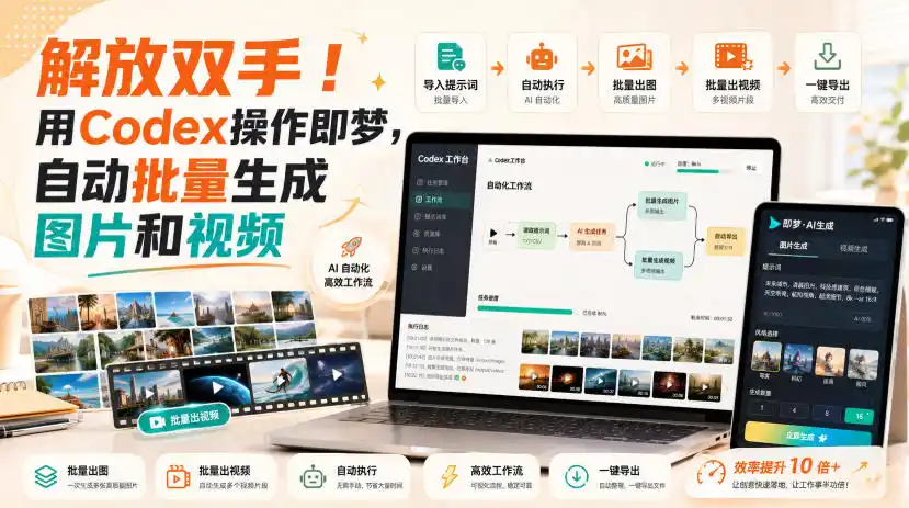 解放双手！用Codex操作即梦，自动批量生成图片和视频云学当下-创业资源网-知予轻创网-资源整合-互联网创业课程云学当下
