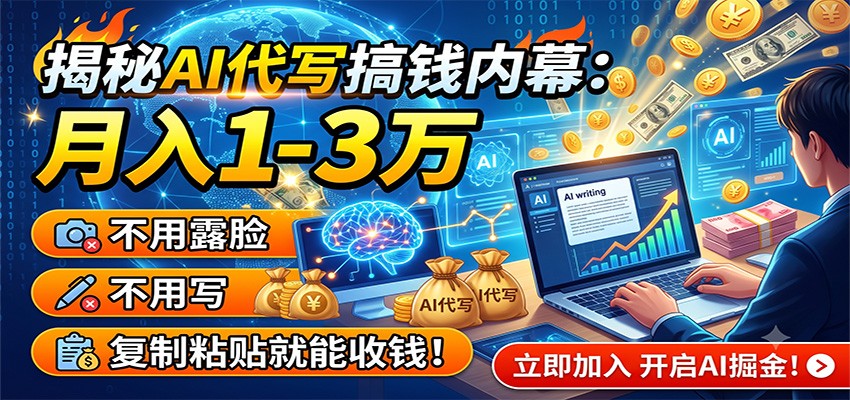 揭秘AI代写搞钱内幕：月入1-3万，不用露脸不用写，复制粘贴就能收钱！云学当下-创业资源网-知予轻创网-资源整合-互联网创业课程云学当下