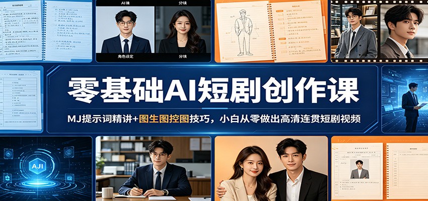 零基础AI短剧创作课：MJ提示词精讲+图生图控图技巧，小白从零做出高清连贯短剧视频云学当下-创业资源网-知予轻创网-资源整合-互联网创业课程云学当下