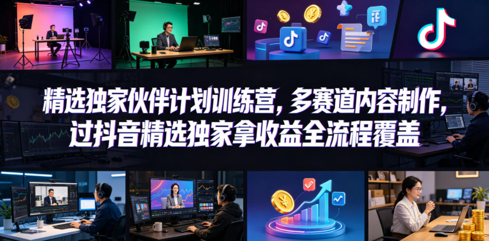 小豁食堂精选独家伙伴计划训练营,多赛道内容制作,过抖音精选独家拿收益全流程覆盖云学当下-创业资源网-知予轻创网-资源整合-互联网创业课程云学当下