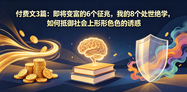 付费文3篇:即将变富的6个征兆,我的8个处世绝学,如何抵御社会上形形色色的诱惑云学当下-创业资源网-知予轻创网-资源整合-互联网创业课程云学当下