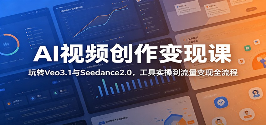 AI视频创作变现课：玩转Veo3.1与Seedance2.0，工具实操到流量变现全流程云学当下-创业资源网-知予轻创网-资源整合-互联网创业课程云学当下